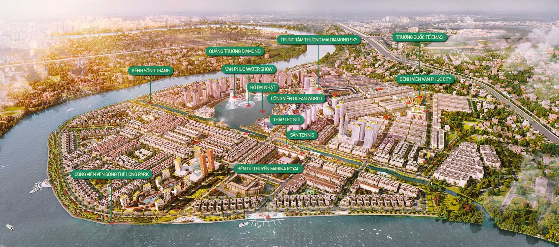 Toàn cảnh hệ thống tiện ích Khu đô thị Vạn Phúc City tại Thành phố Thủ Đức
